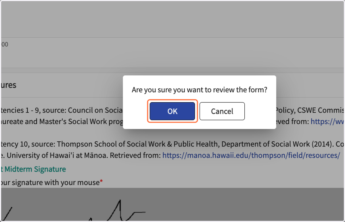 Click on OK in the pop-up.