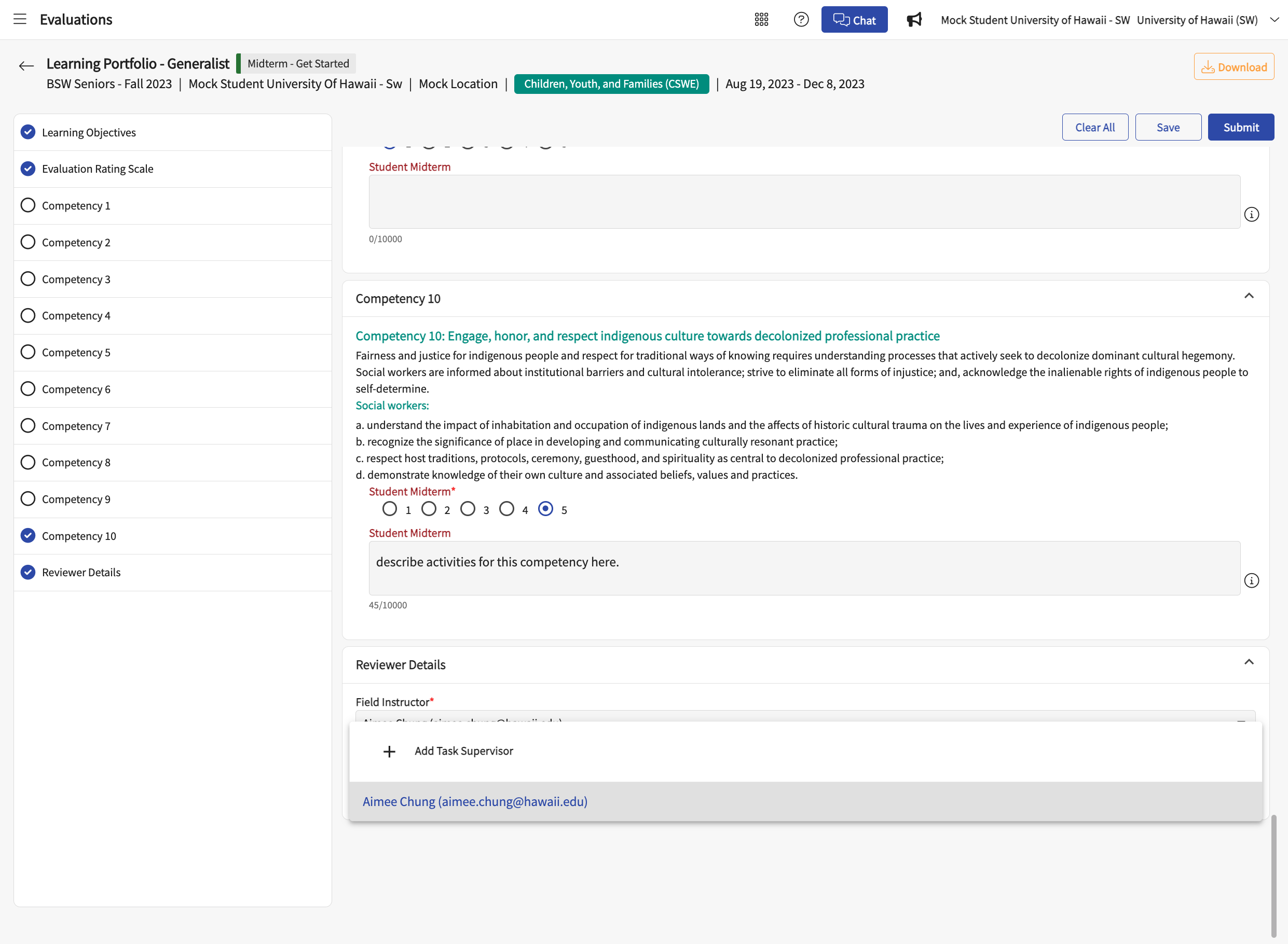 Select your Task (aka Site) Supervisor from the drop down.