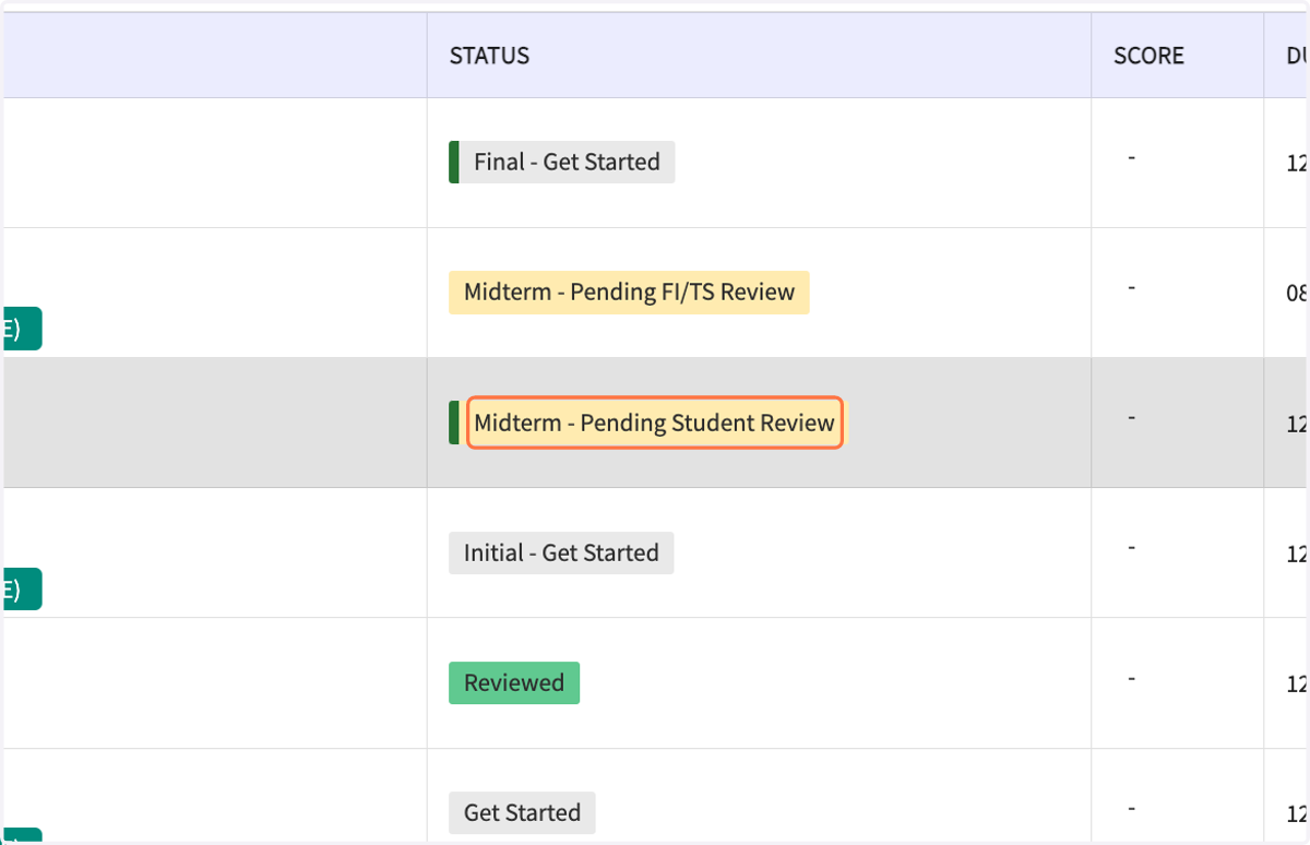 Click on Midterm - Pending Student Review