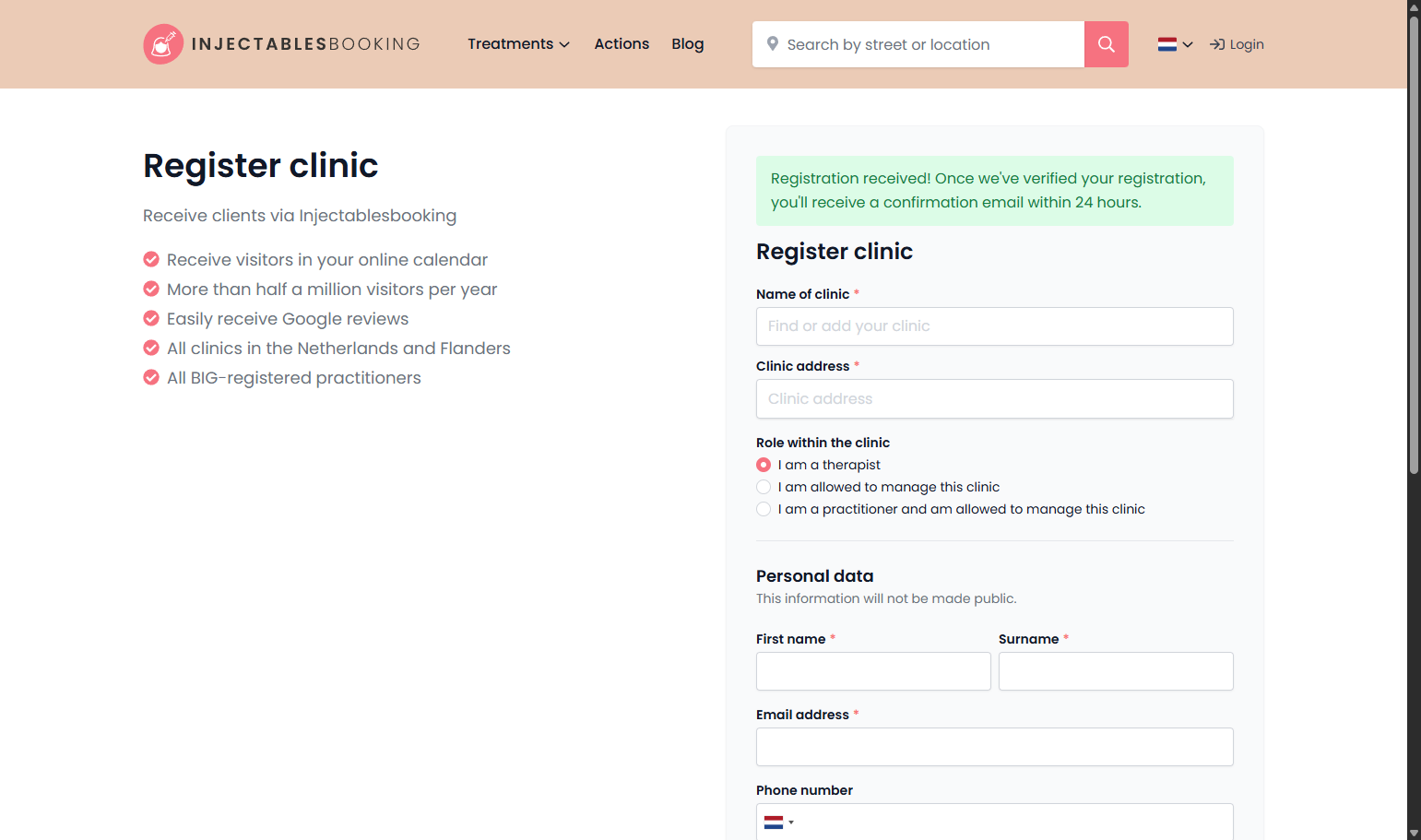 Once your registration has been verified, you will receive a confirmation email within 24 hours. Zodra uw registratie is geverifieerd, ontvangt u binnen 24 uur een bevestigingsmail.
