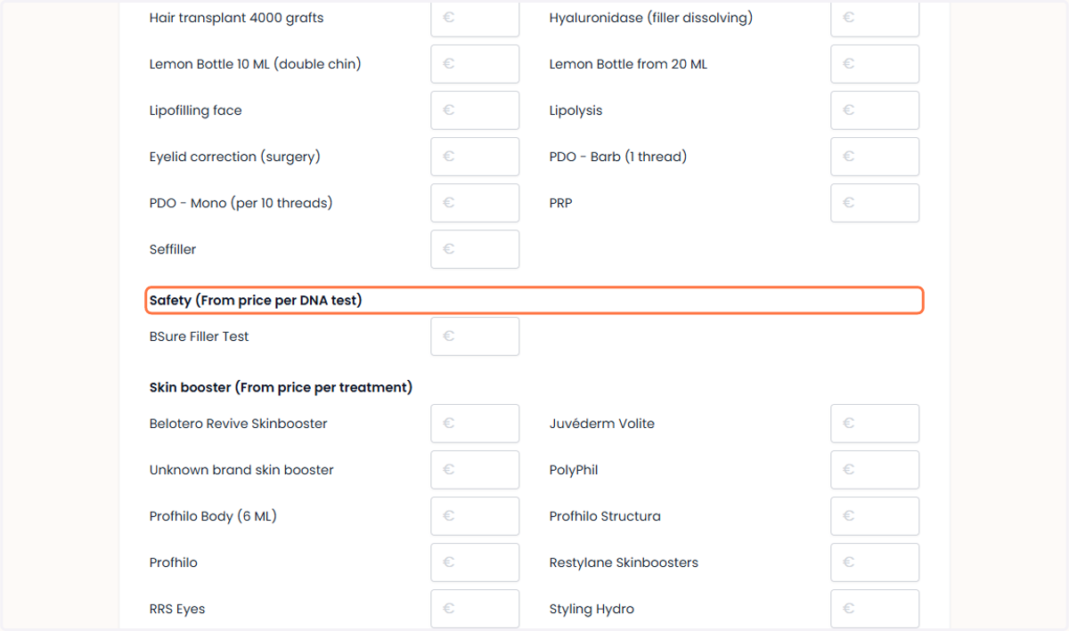 Click on ‘Safety (Starting Price per DNA Test)’ Klik op ‘Veiligheid (vanaf prijs per DNA-test)’