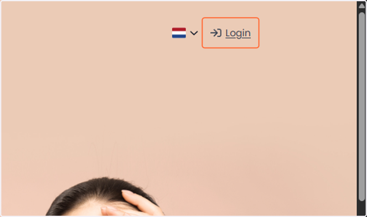 Click on 'Login' Klik op 'Inloggen'