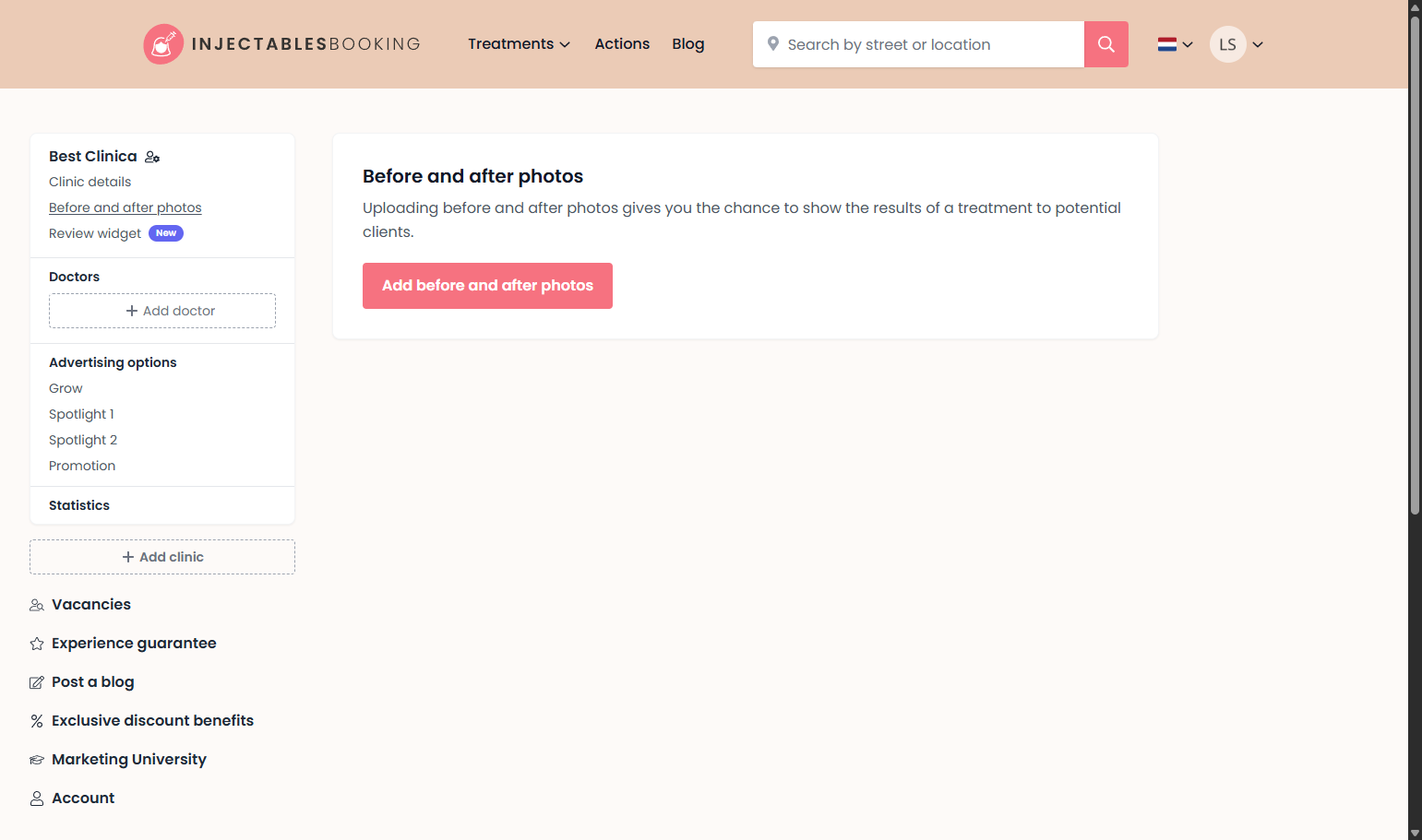 Click on ‘Before and After Photos’. Klik op ‘Voor- en nafoto’s’.