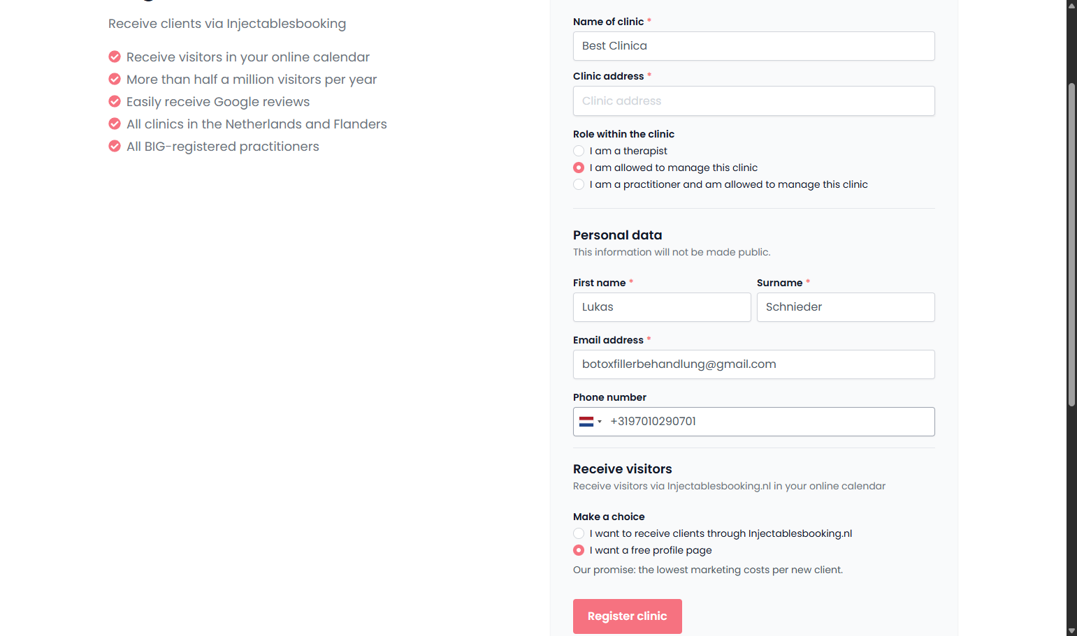 Under 'Receiving visitors,' choose your preference from the available options. Onder 'Bezoekers ontvangen' kies je jouw voorkeur uit de beschikbare opties.