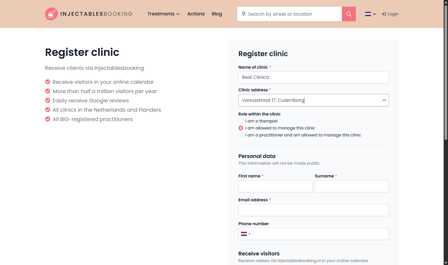 For the clinic address Voor het adres van de kliniek