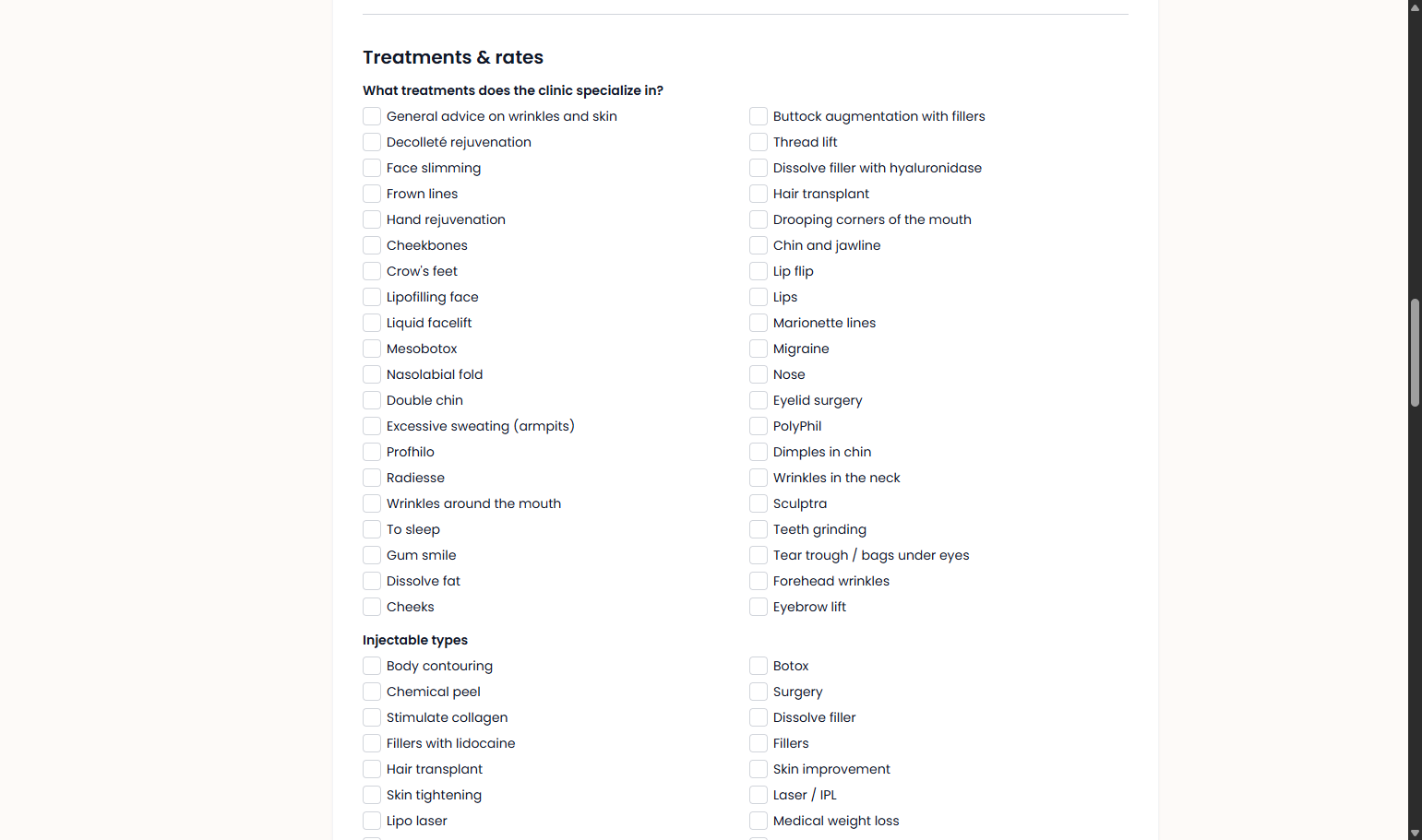 For treatments and pricing Voor behandelingen en tarieven