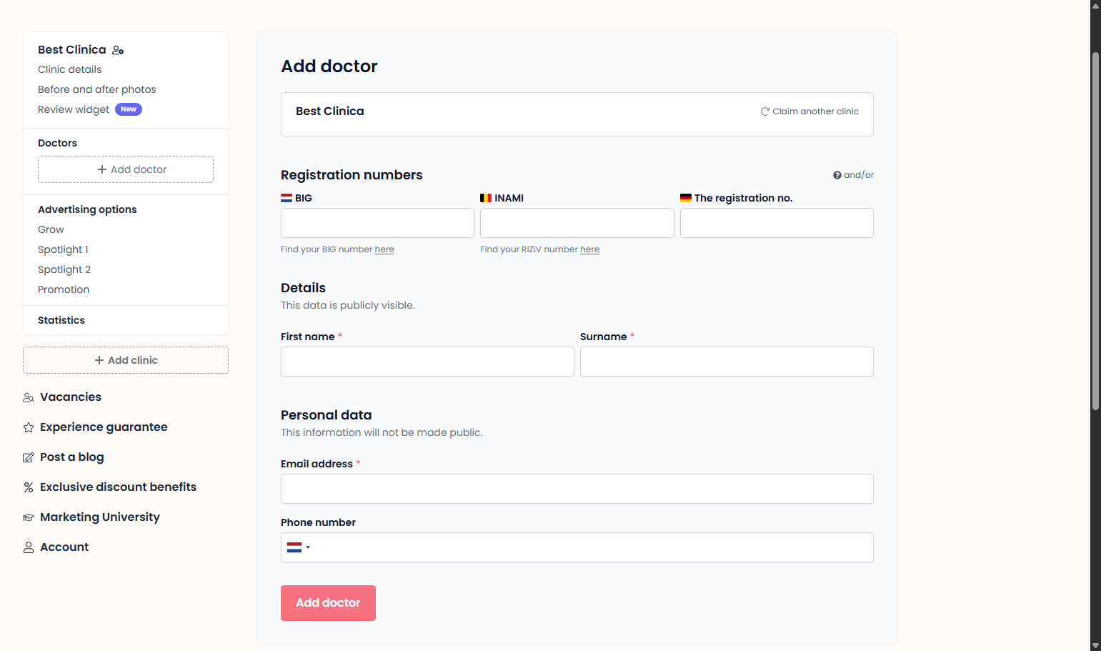 For personal details Voor persoonlijke gegevens