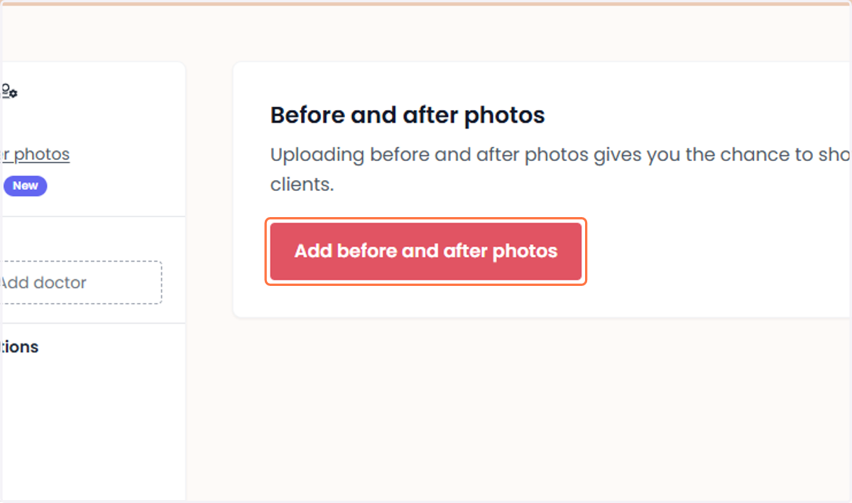Click on ‘Add Before and After Photos’. Klik op ‘Voor- en nafoto’s toevoegen’.
