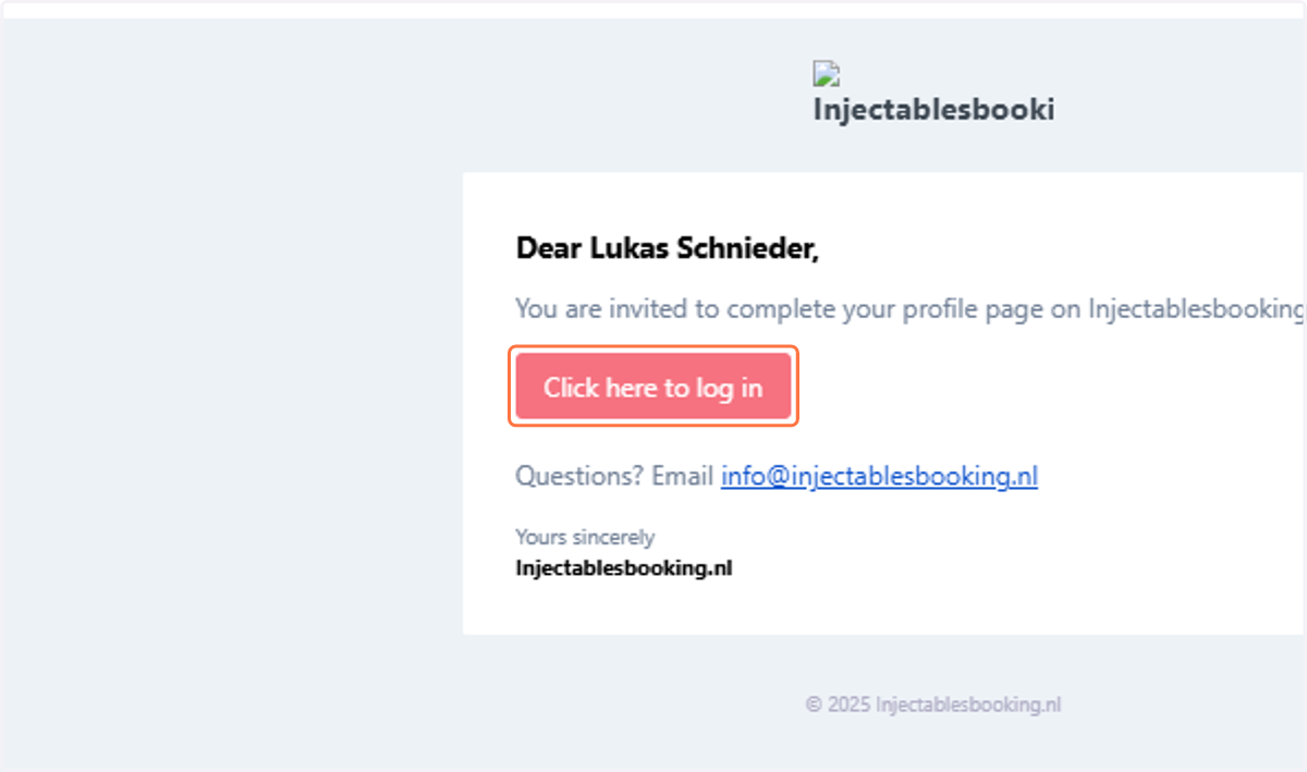 Click on "Click here to log in." Klik op 'Klik hier om in te loggen'.