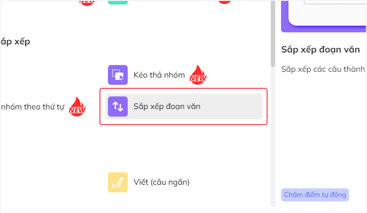 Nhấn chọn "Sắp xếp đoạn văn"