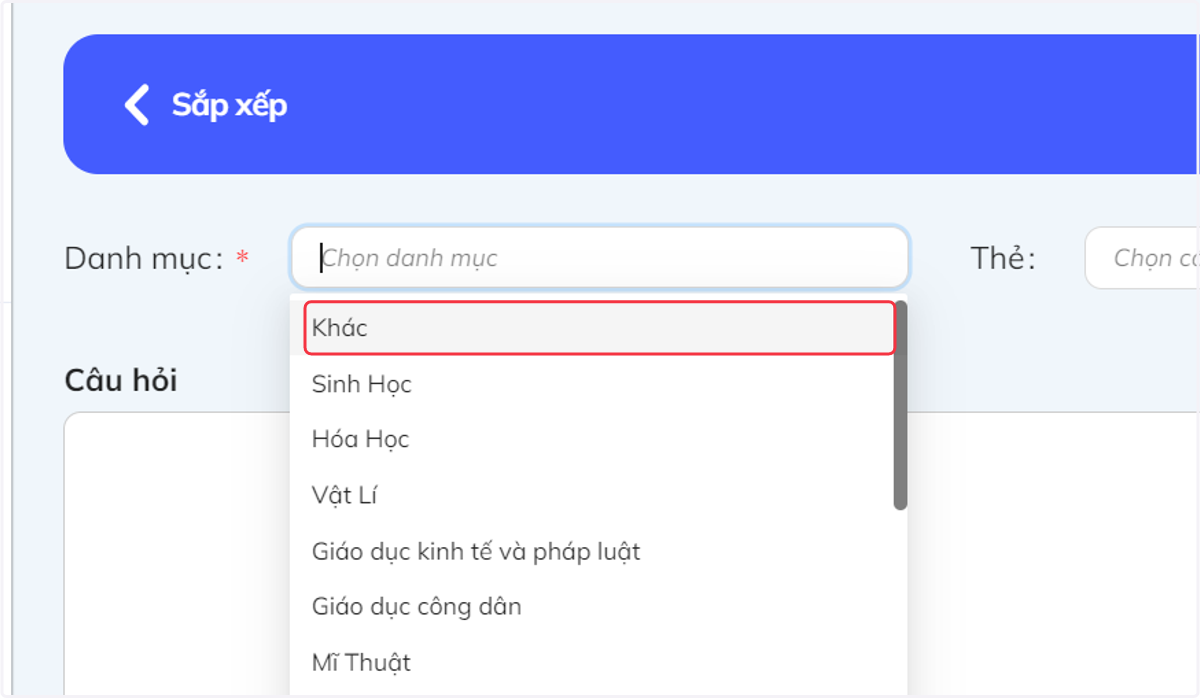 Nhấn chọn môn học