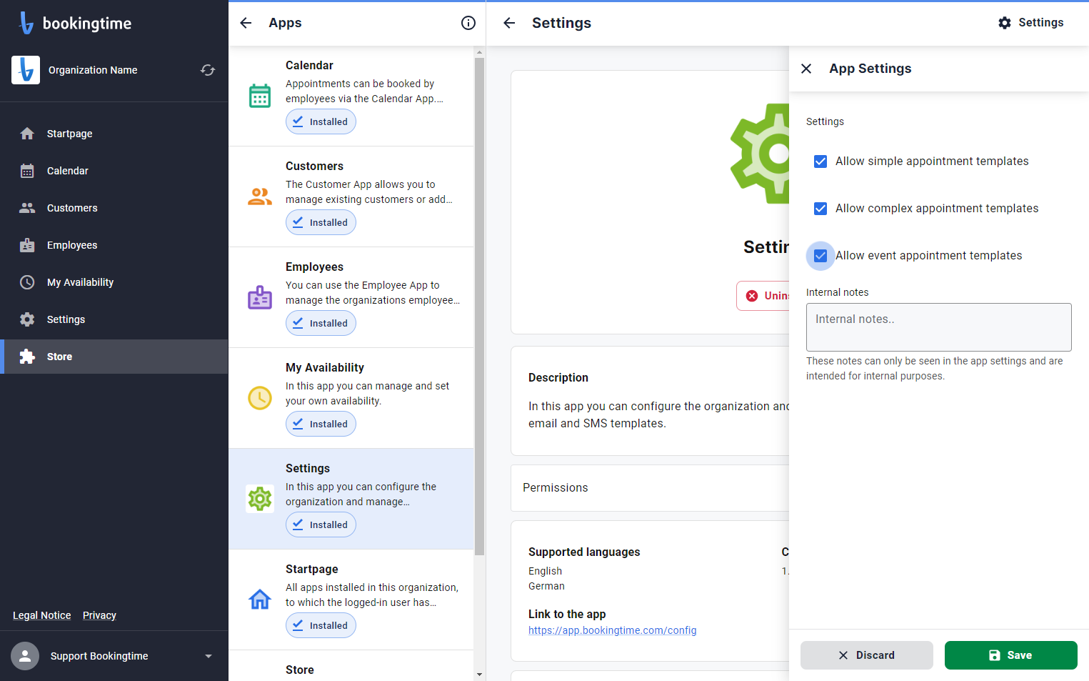 Check Allow event appointment templates