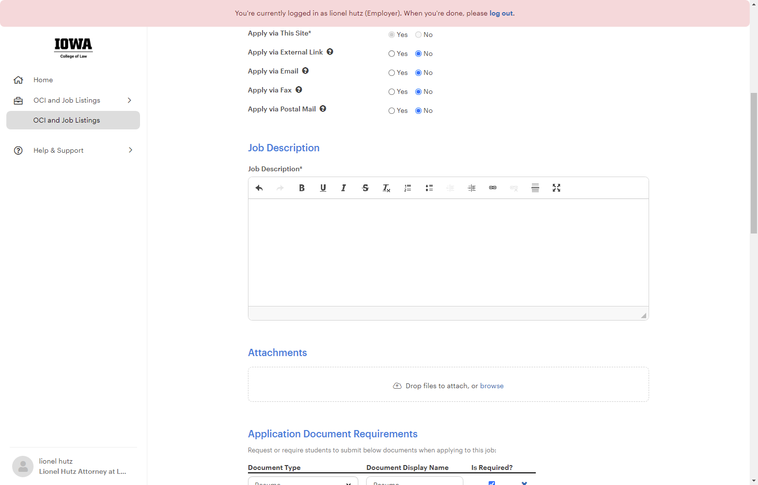 Click on Create Job Posting…