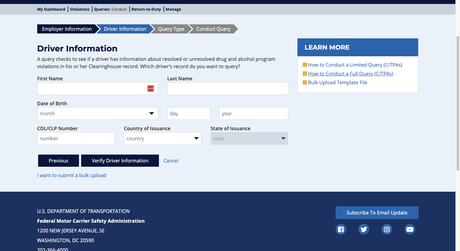 Fill out the appropriate information and submit.  If you have any questions, the FMCSA has a great how-to document as well on their website