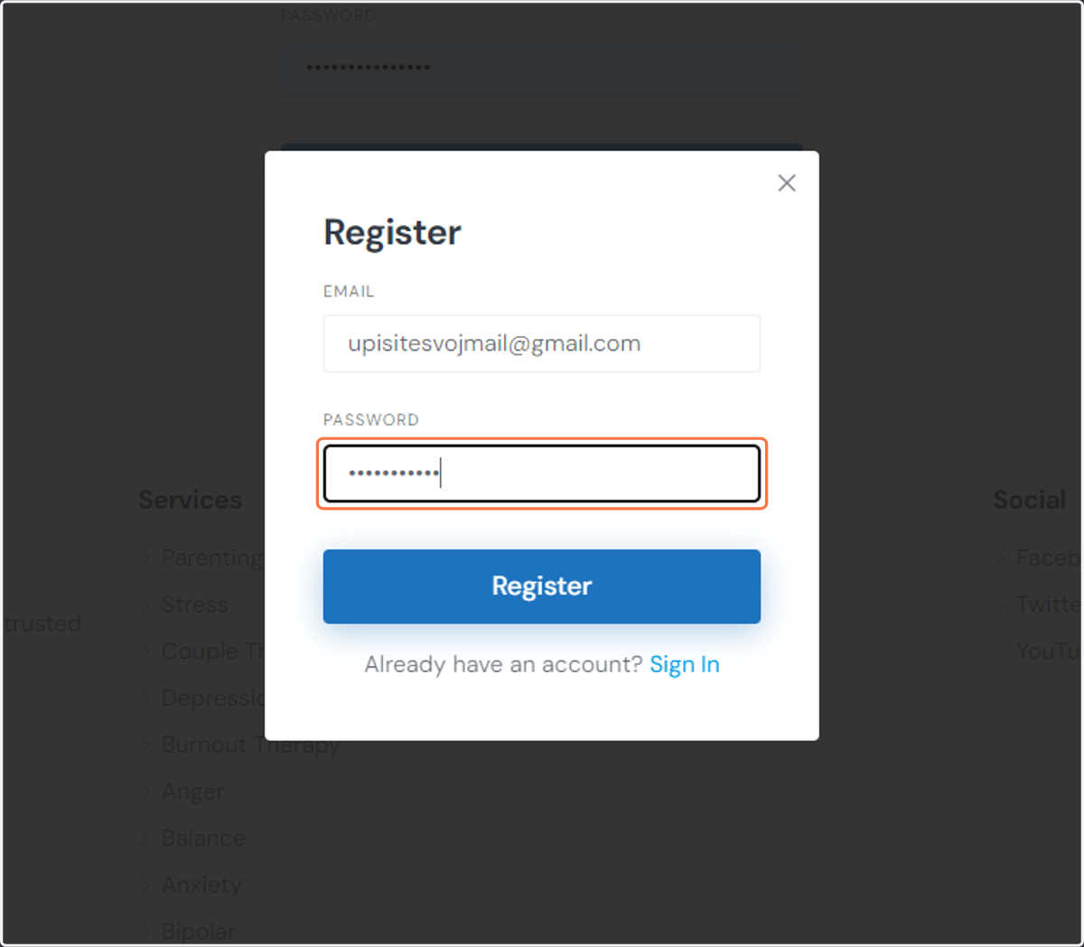 Type password