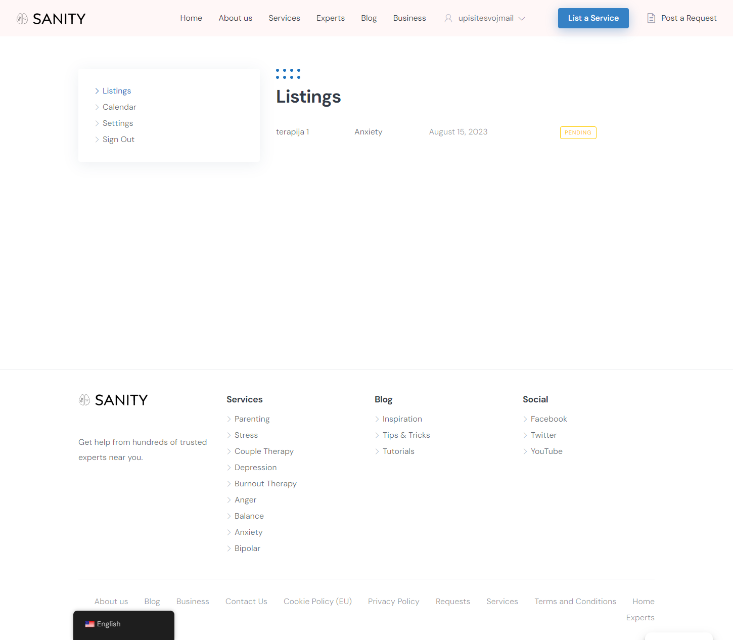 Click on List a Service