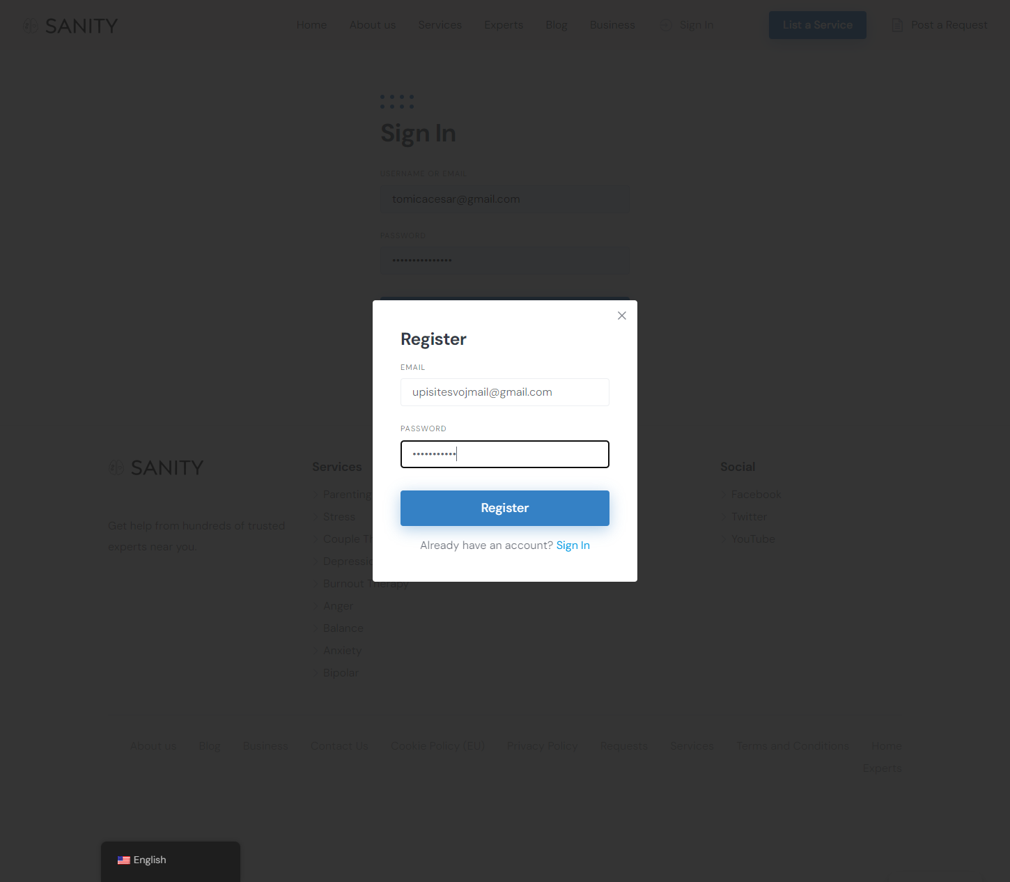 Click on Register