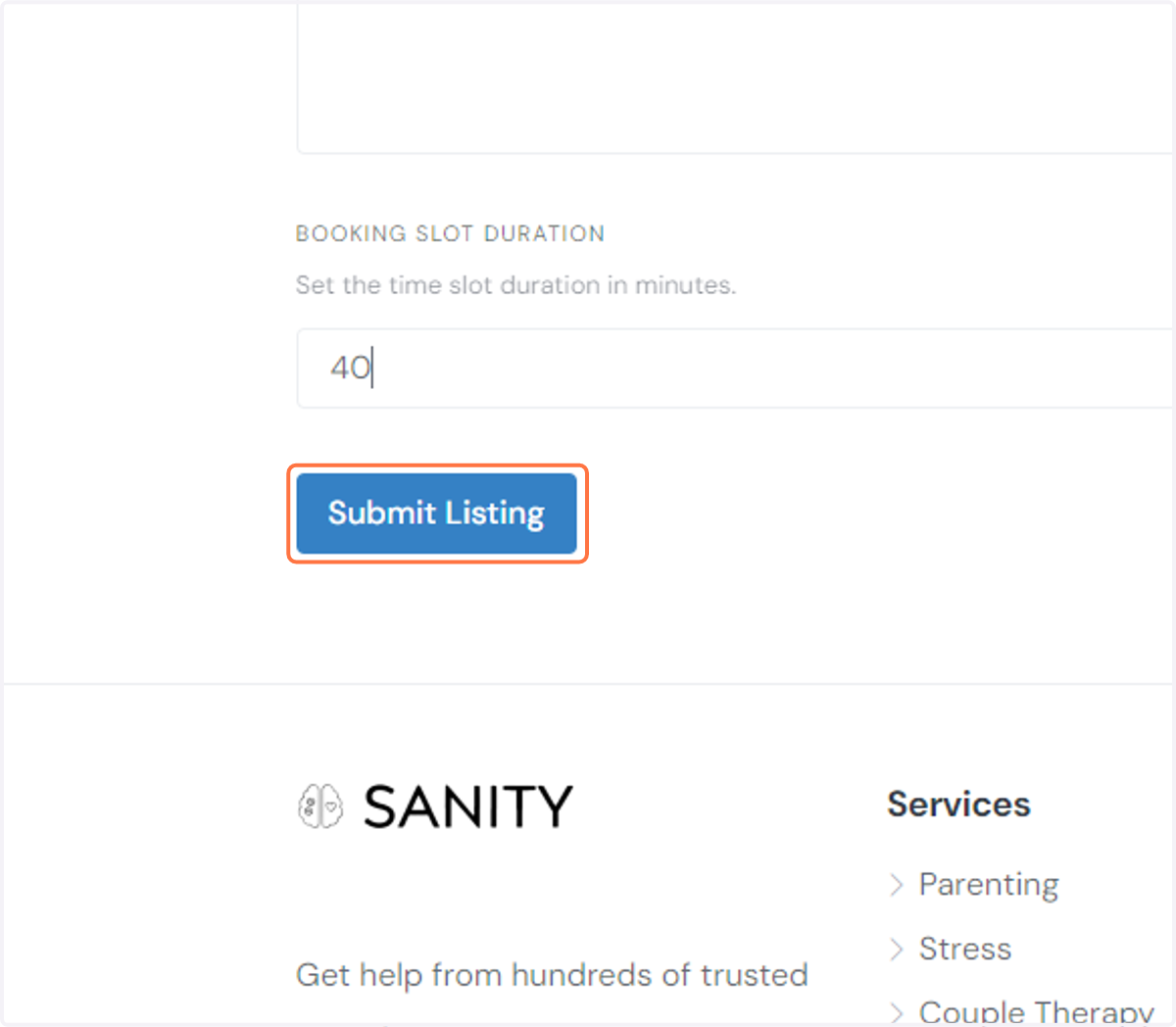 Click on Submit Listing
