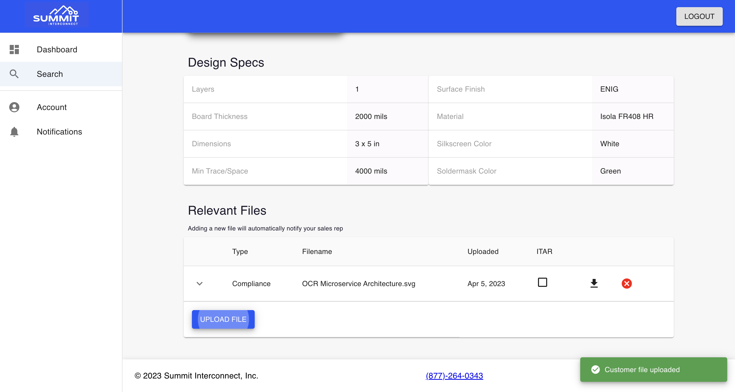 Refresh the page and viola! Your file is now attached to this order