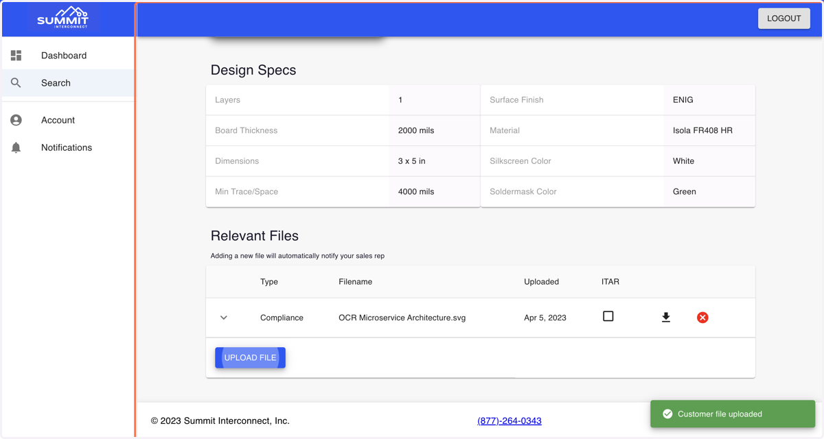 Refresh the page and viola! Your file is now attached to this order
