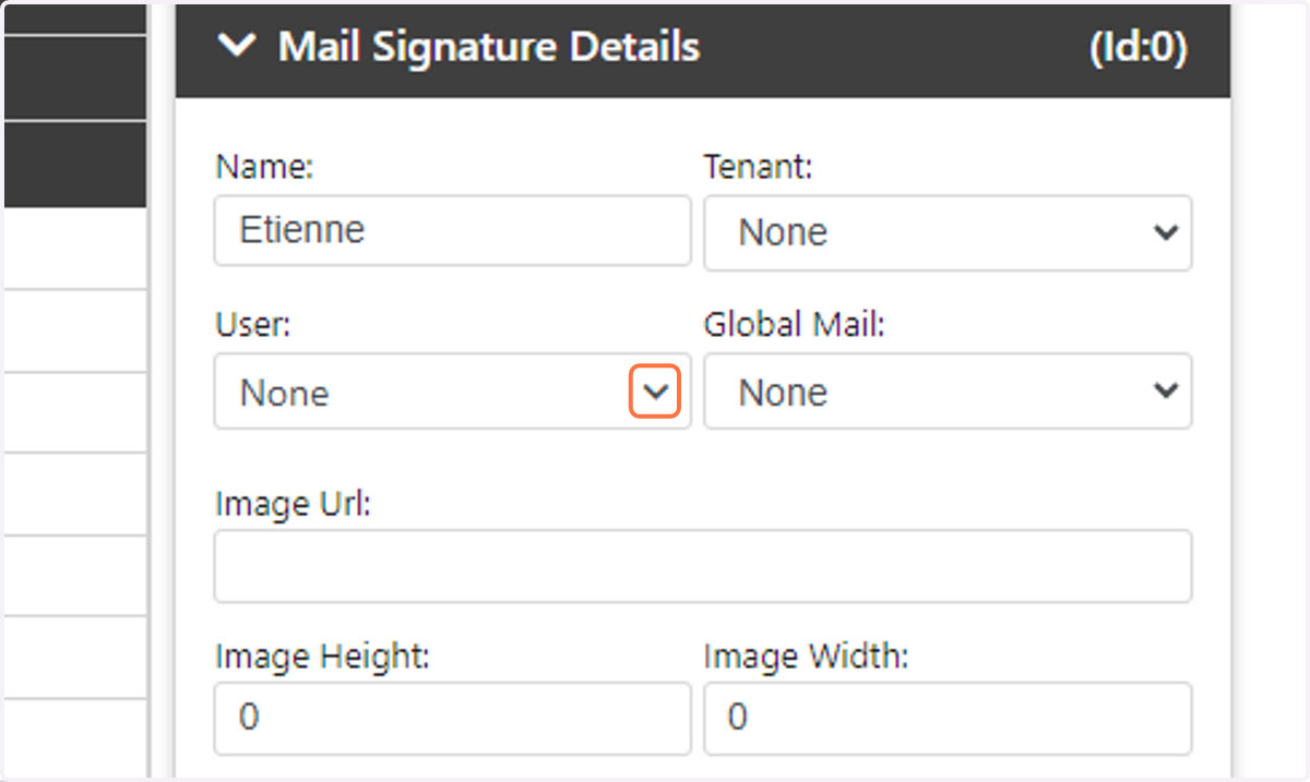 Click on the User dropdown