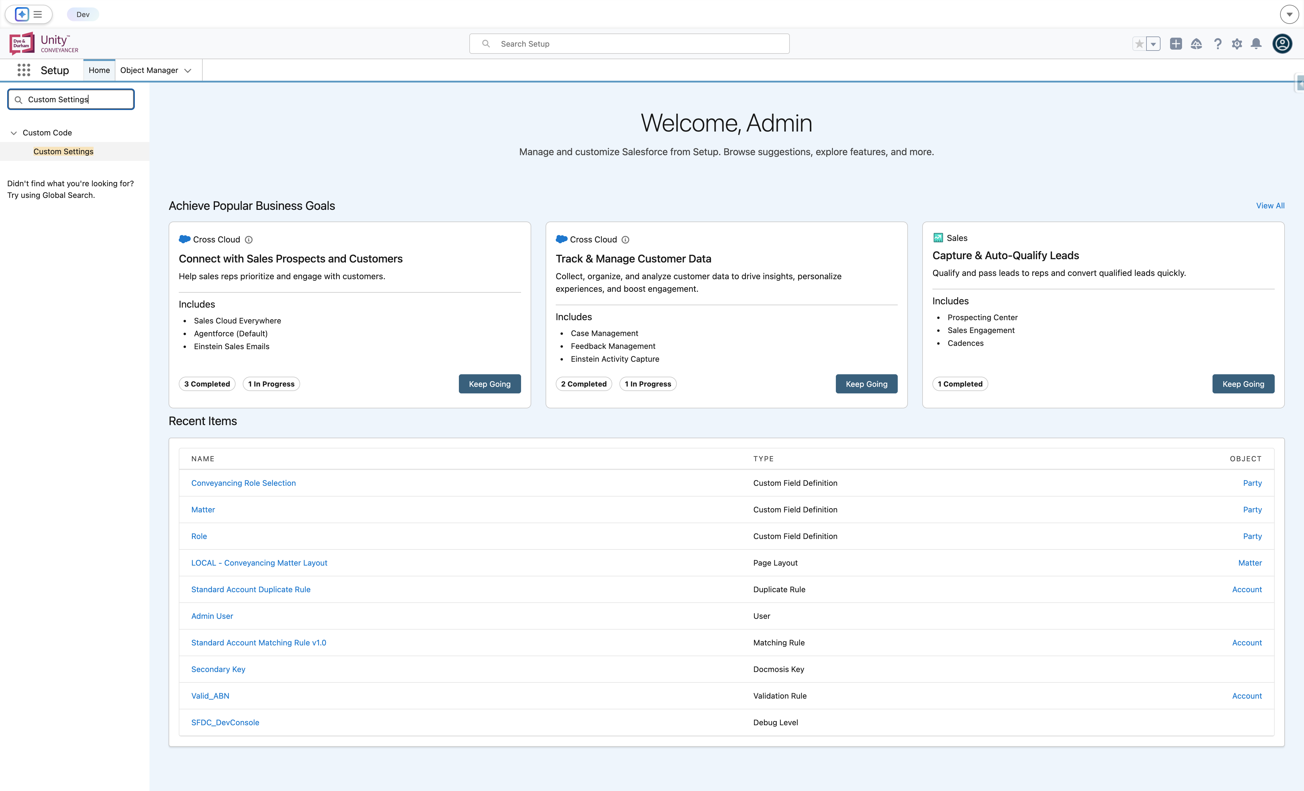 Click on Custom Settings