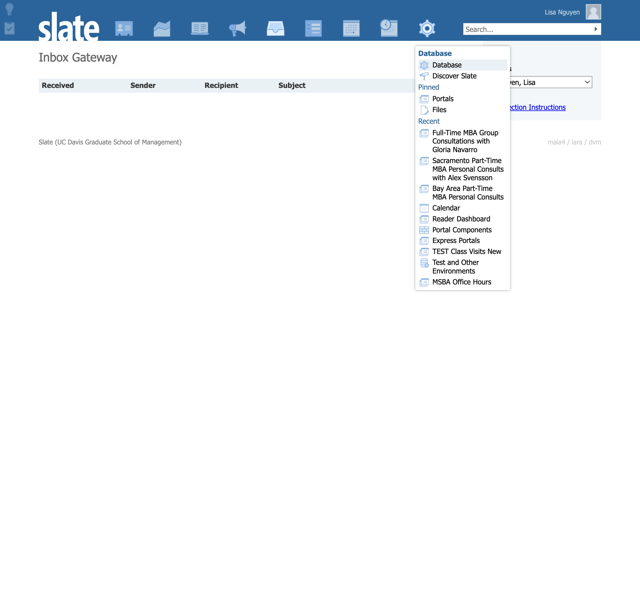 Click on Database