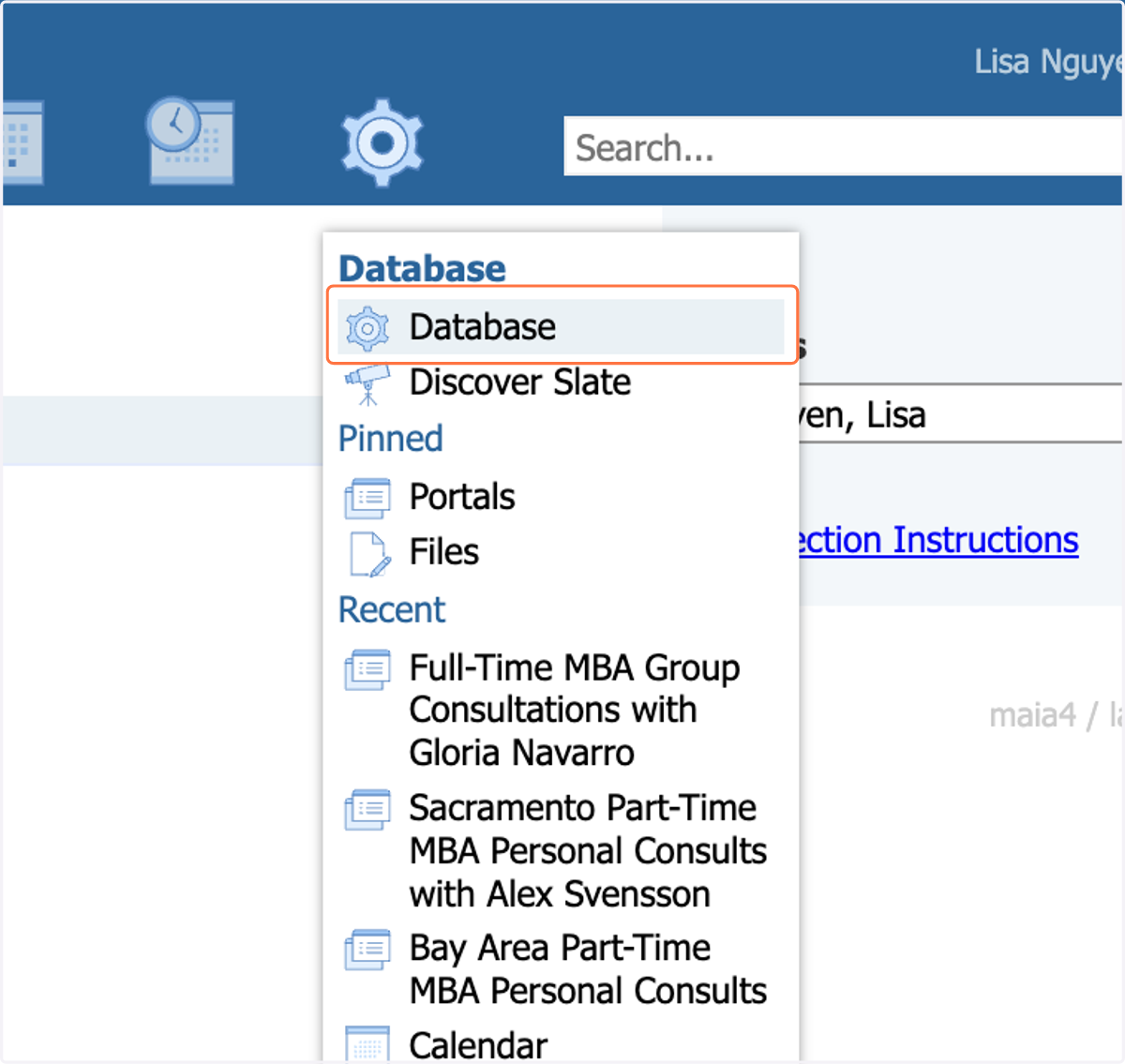 Click on Database