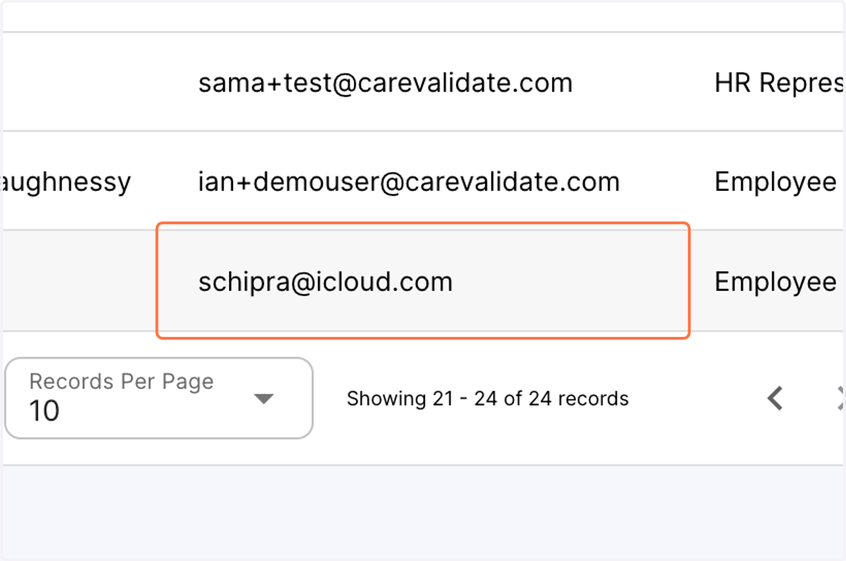 The new user created will now show up in the employees table. Select that user by clicking on the name