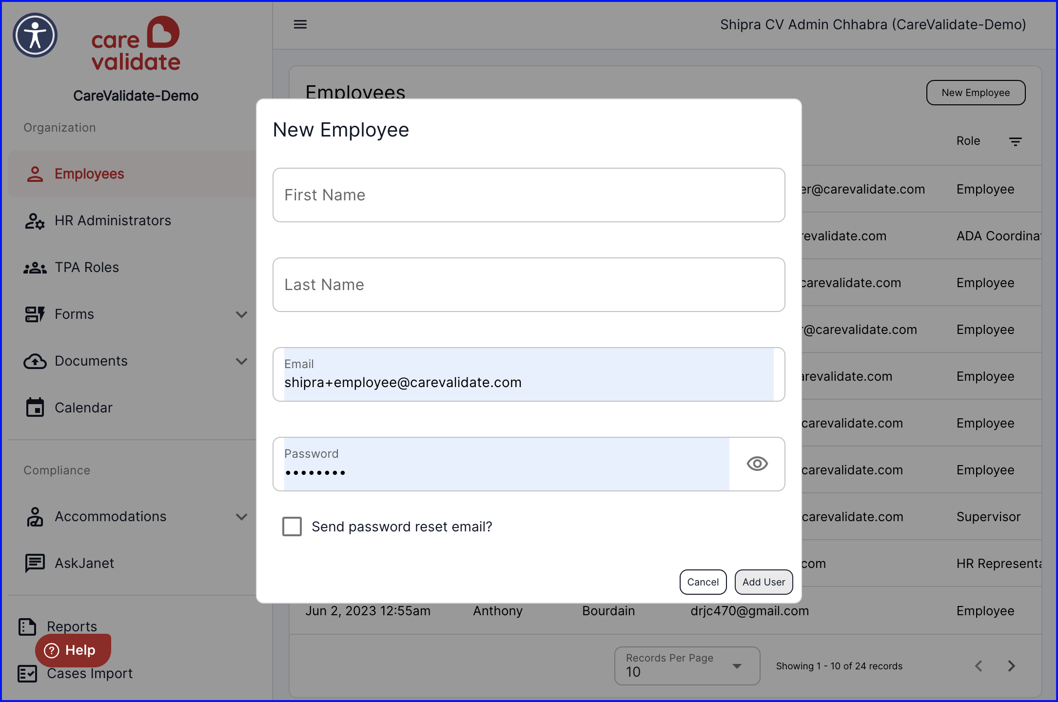 Add details like the Full name, email and the password and Click on Add User