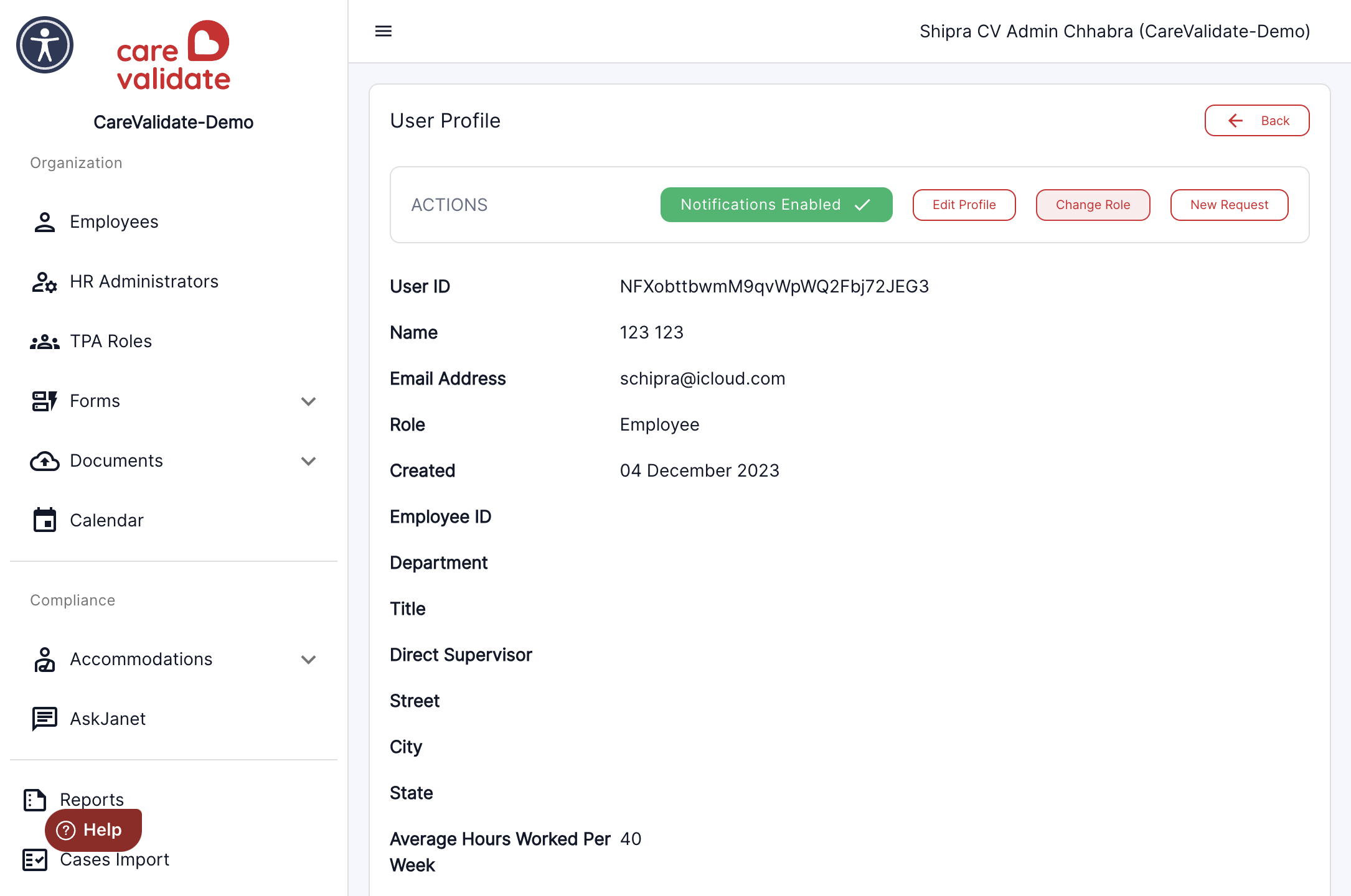 Click on Change Role from the menu options