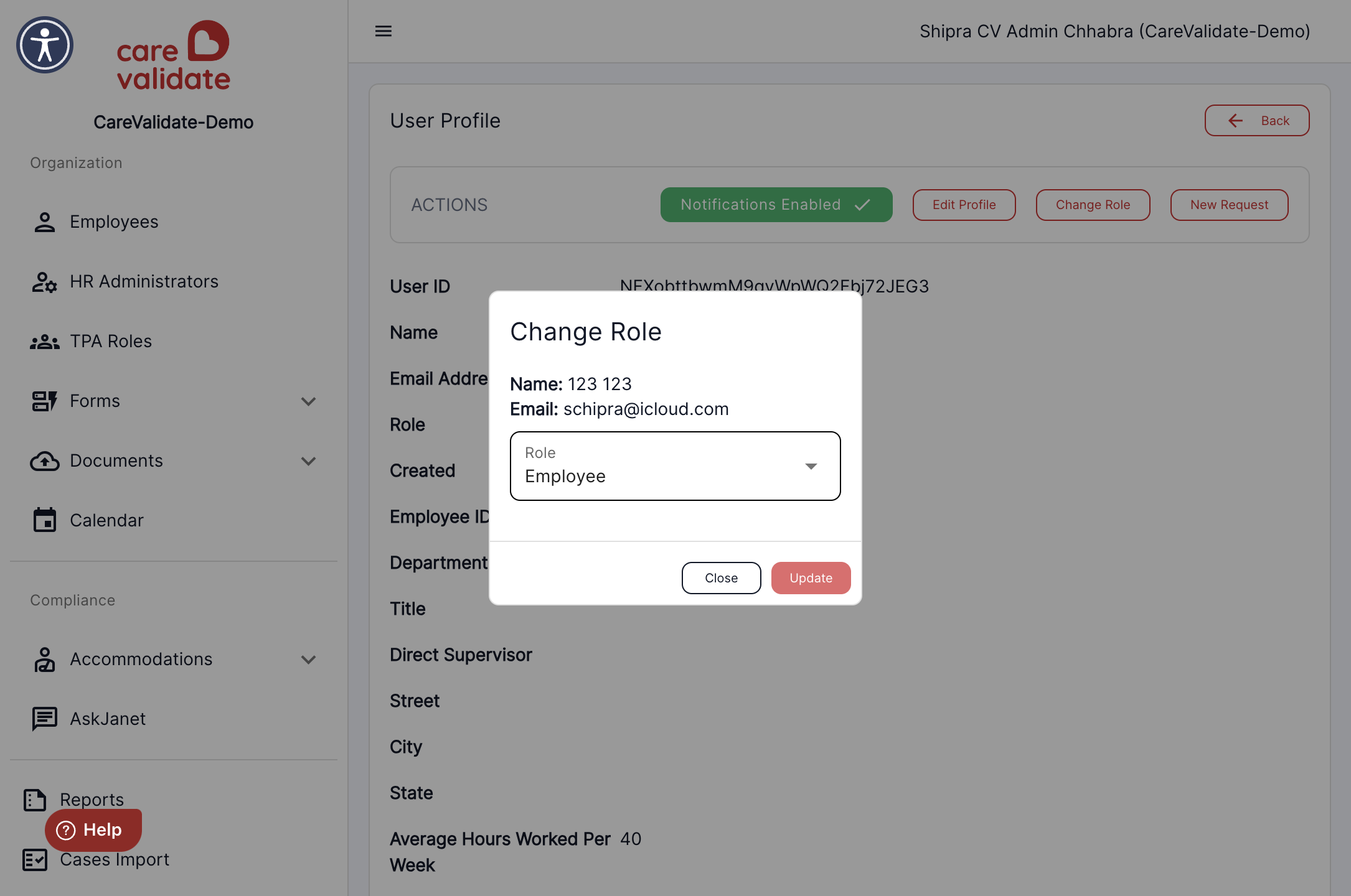 Click on the dropdown menu to assign the role