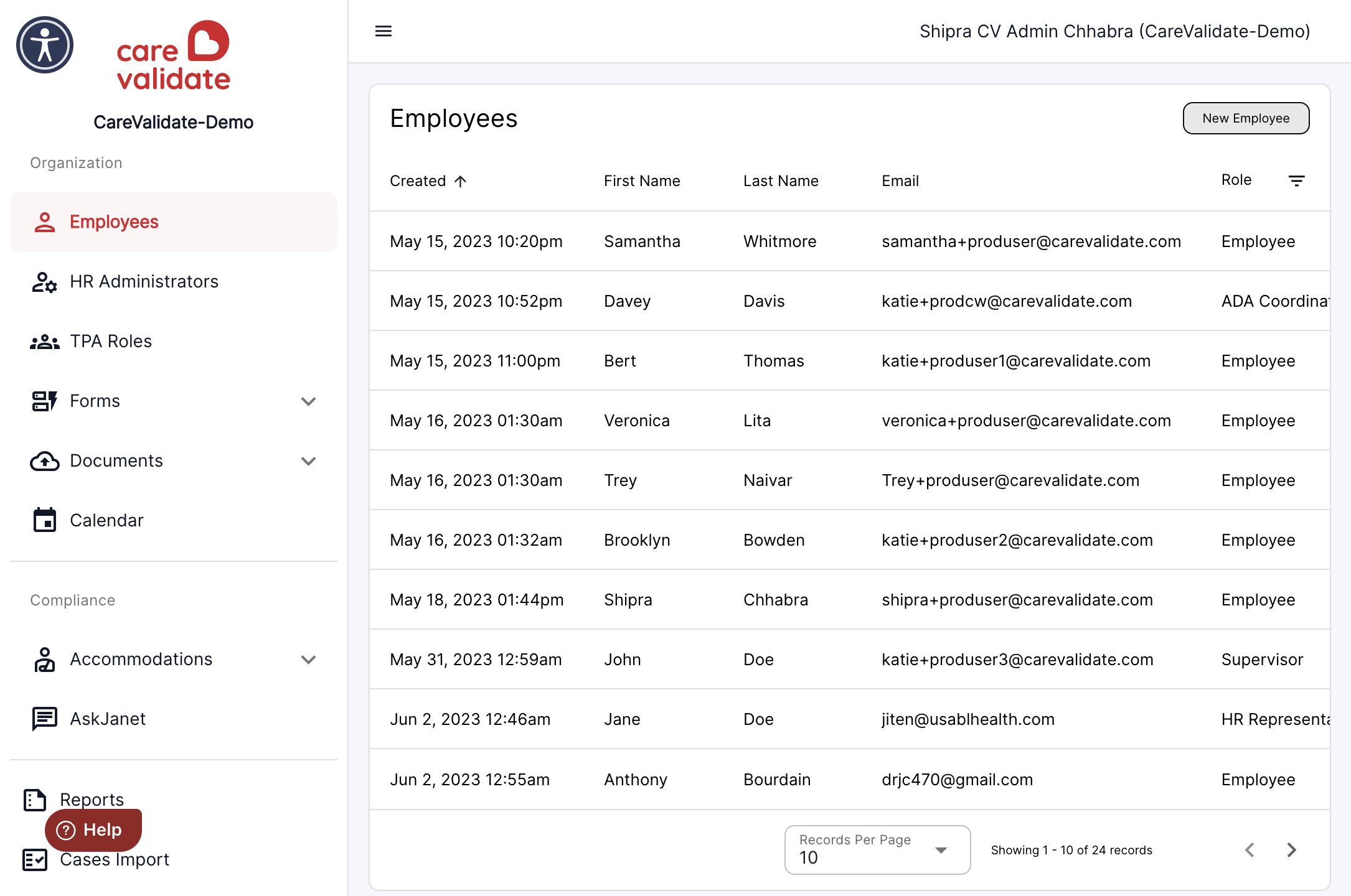 Click on New Employee