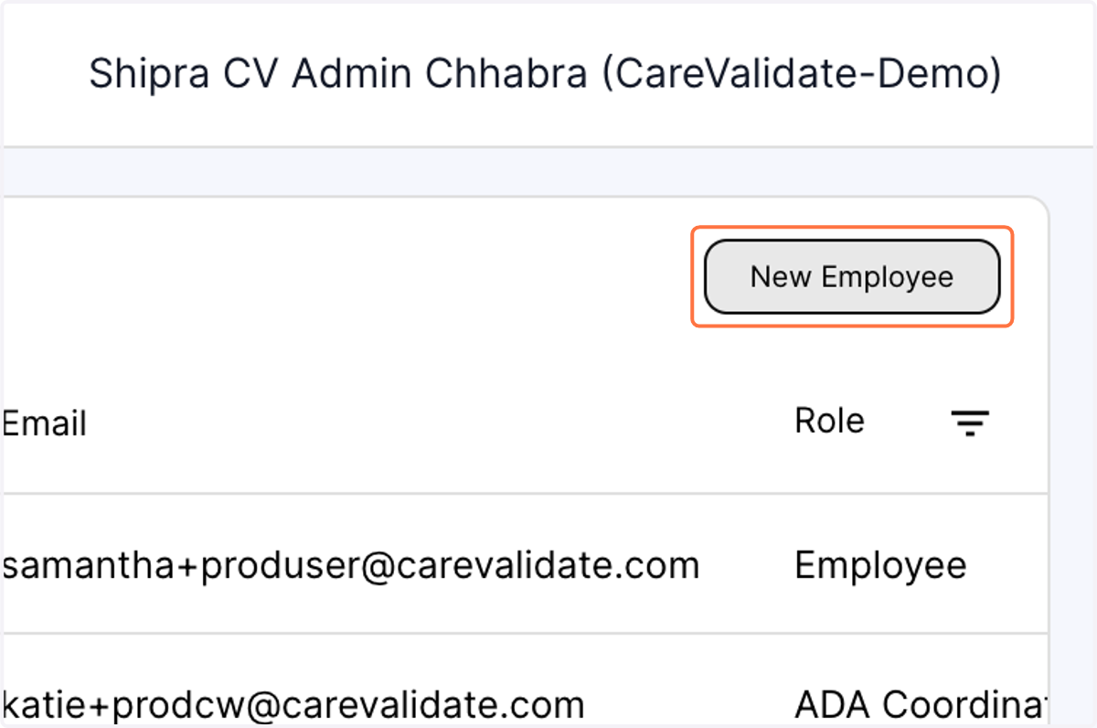 Click on New Employee