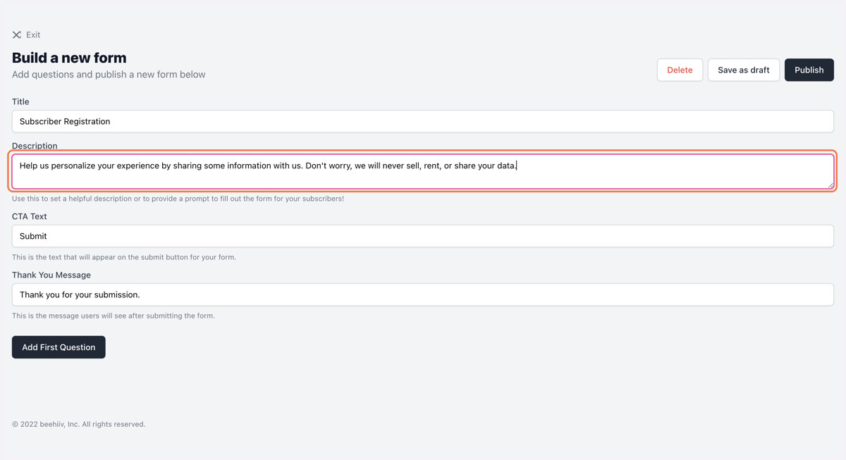 Add a description that users will see
