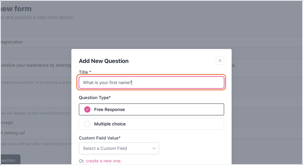First add your question in the title field