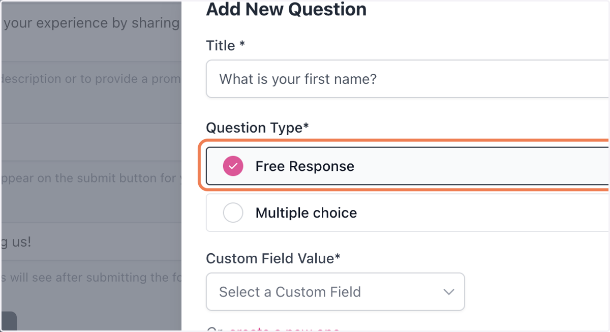 Select your question type