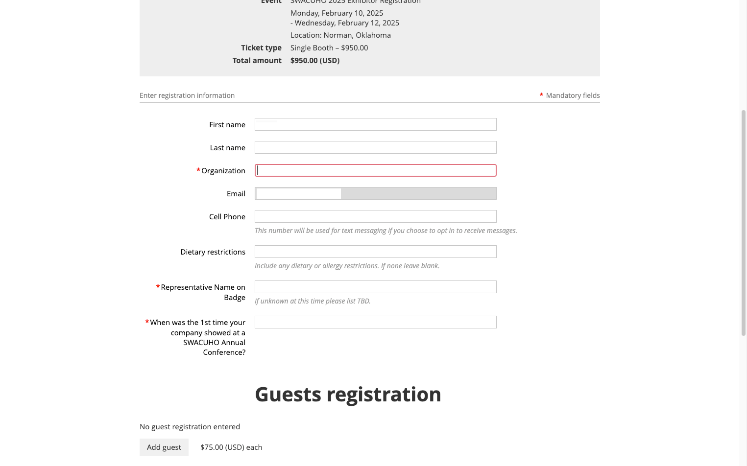 Type representative's Last Name