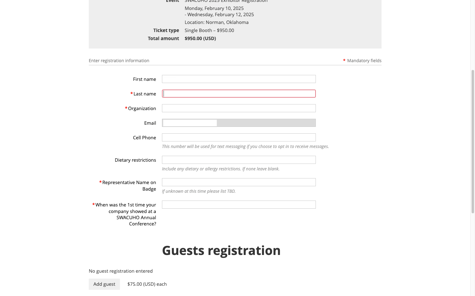 Type representative's First Name