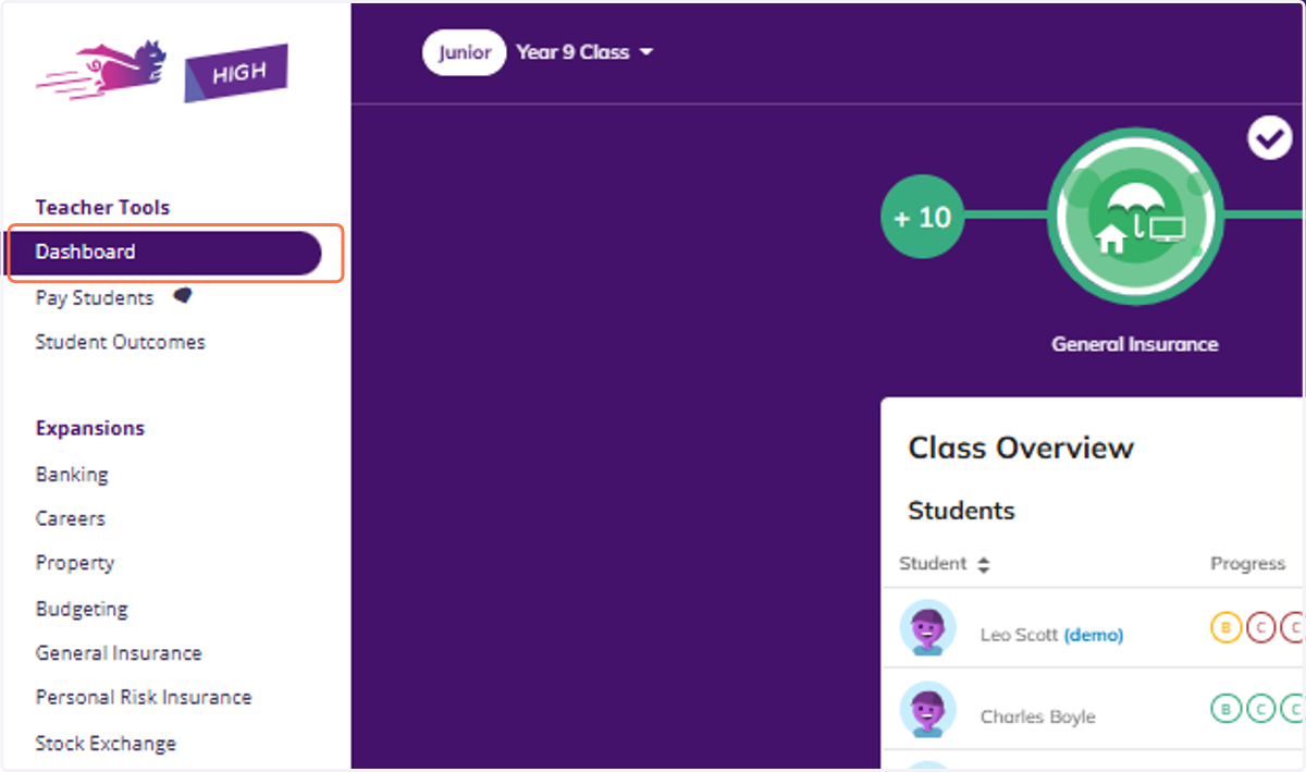 Click on Dashboard