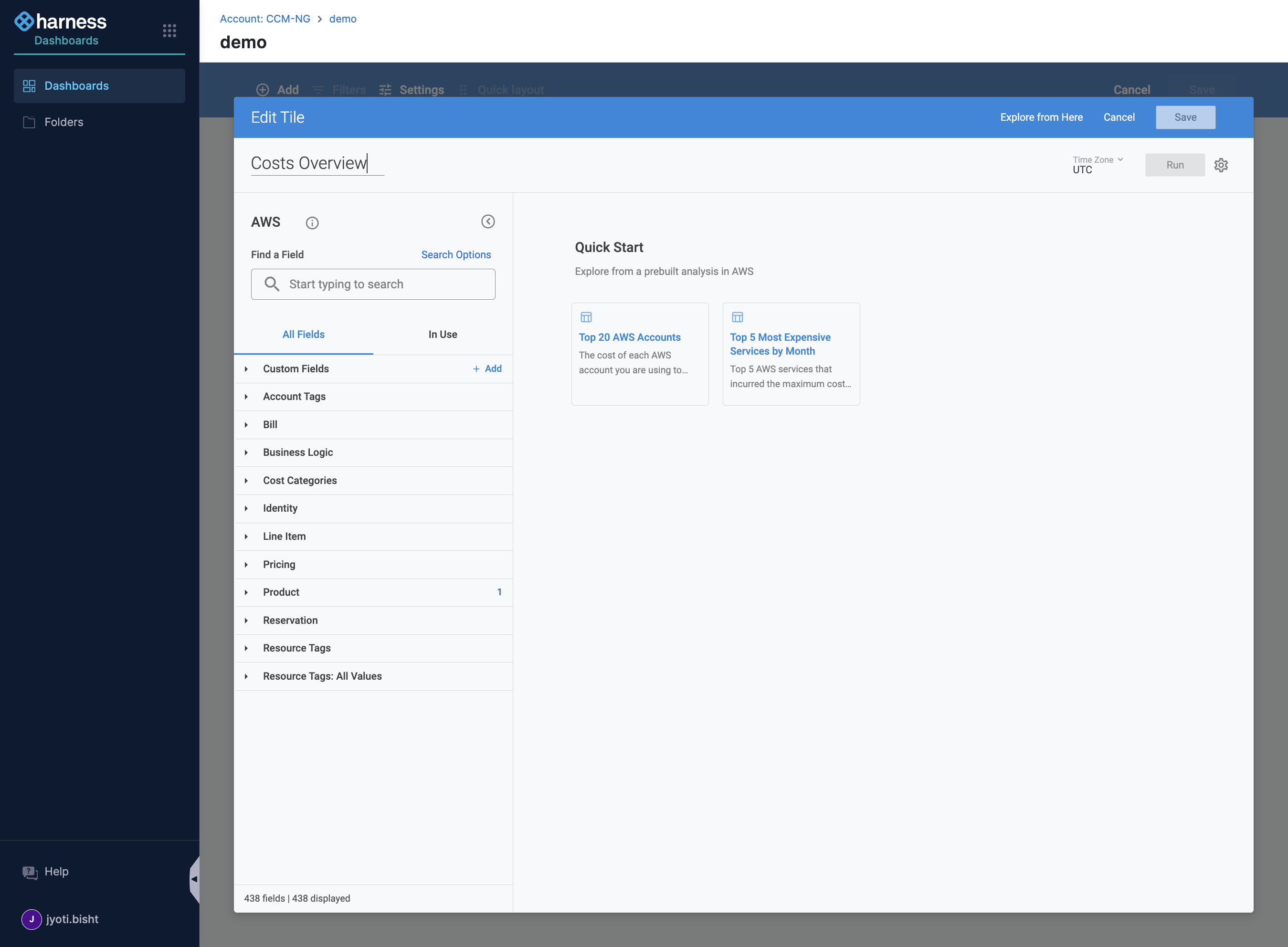 These are all the supported fields in AWS Explore.