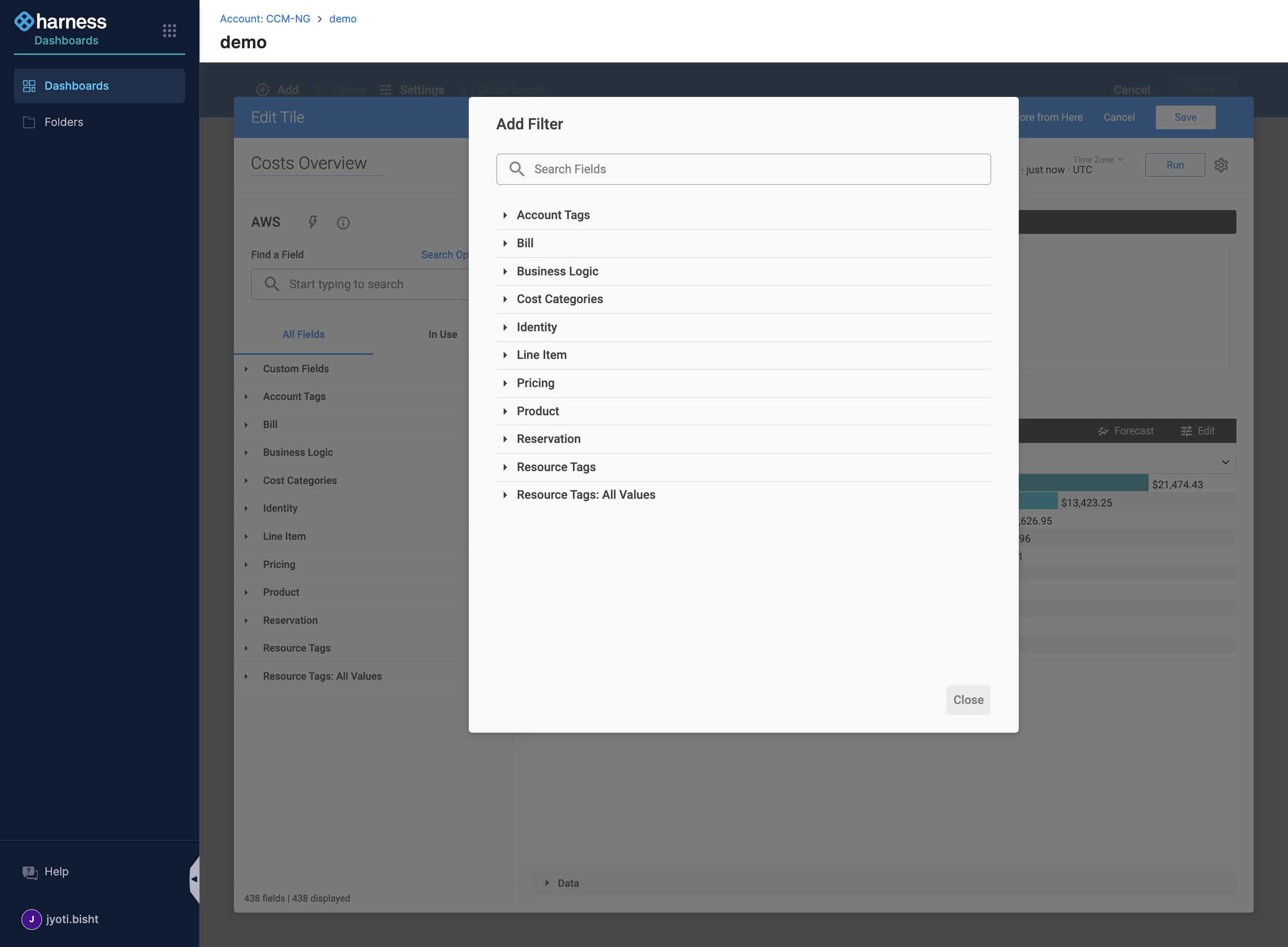 A. It will show you all the fields B. Click on Close