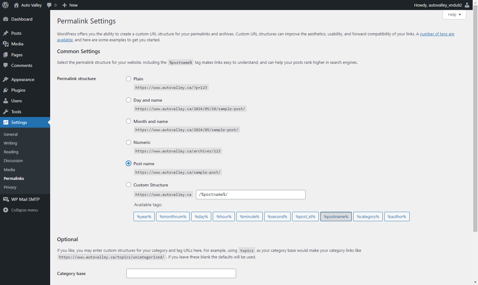 Select Post name