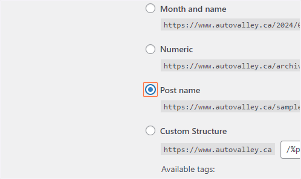 Select Post name