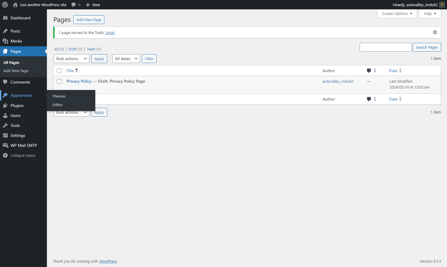 Click on "Appearance" in the Main menu