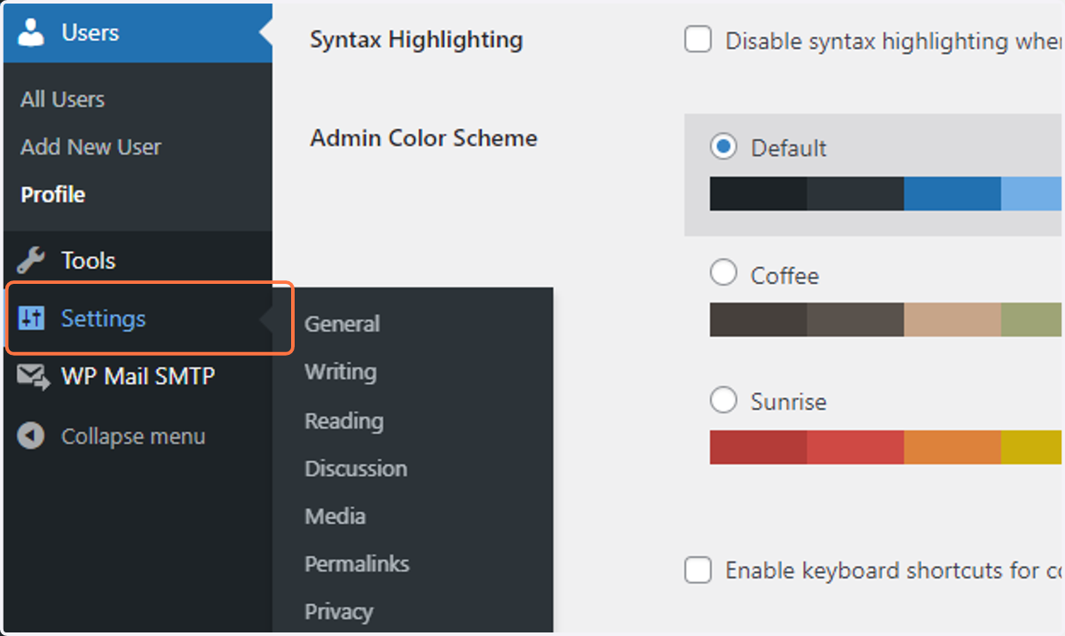 Click on "Settings" in the main menu