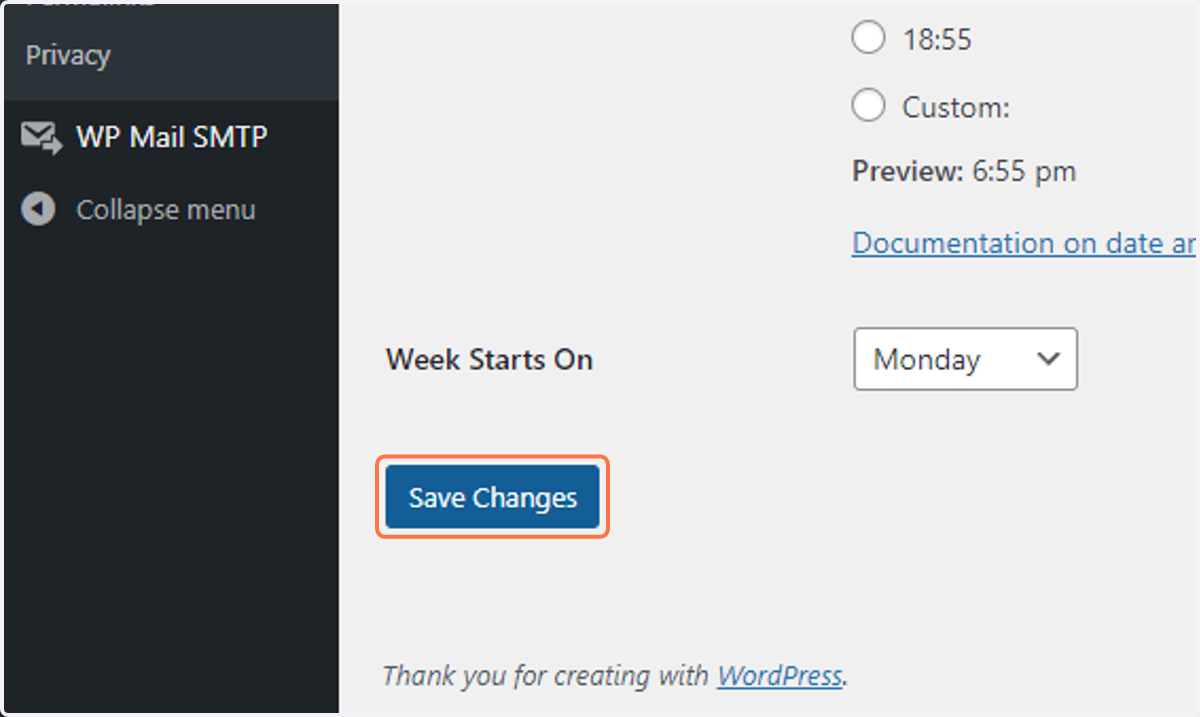 Click on Save Changes