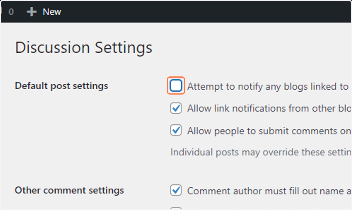 Uncheck Attempt to notify any blogs linked to from the post