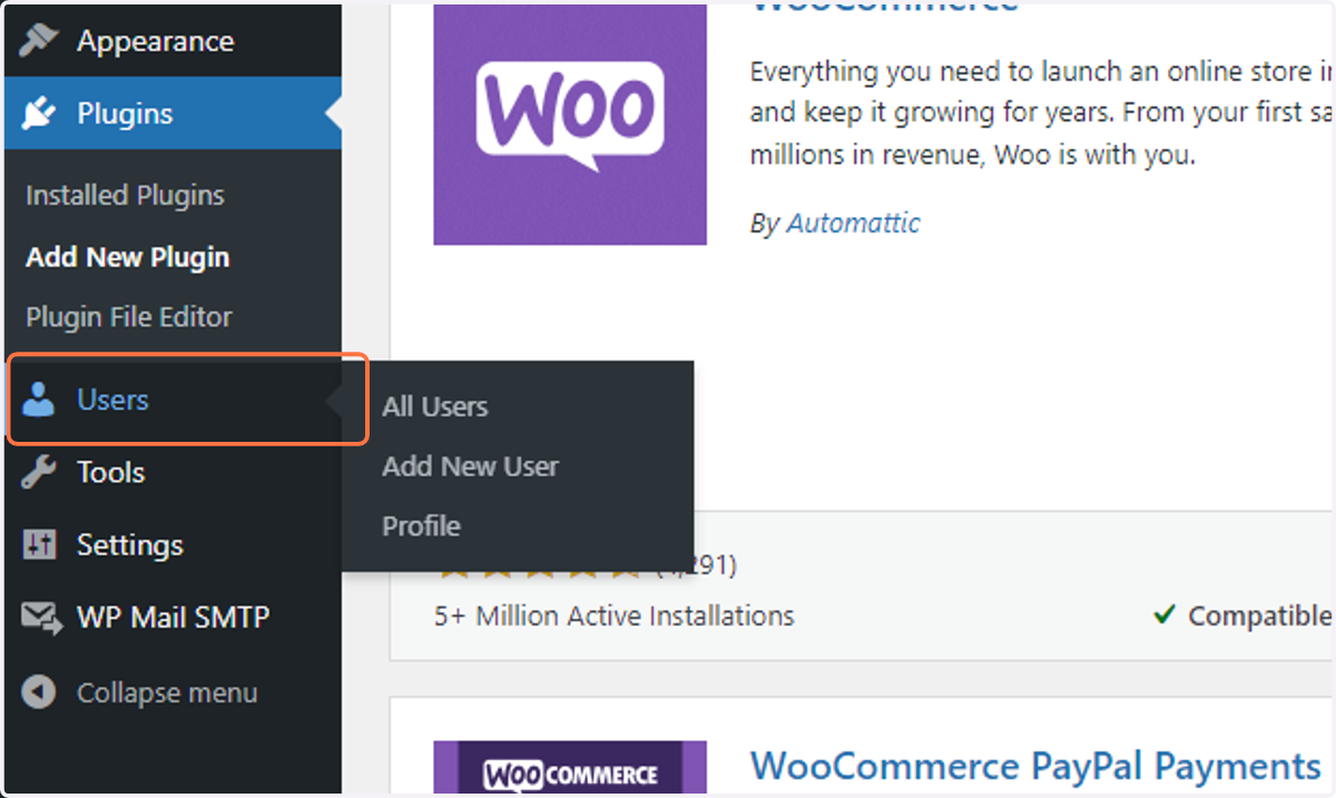 Click on "Users" in the Main menu