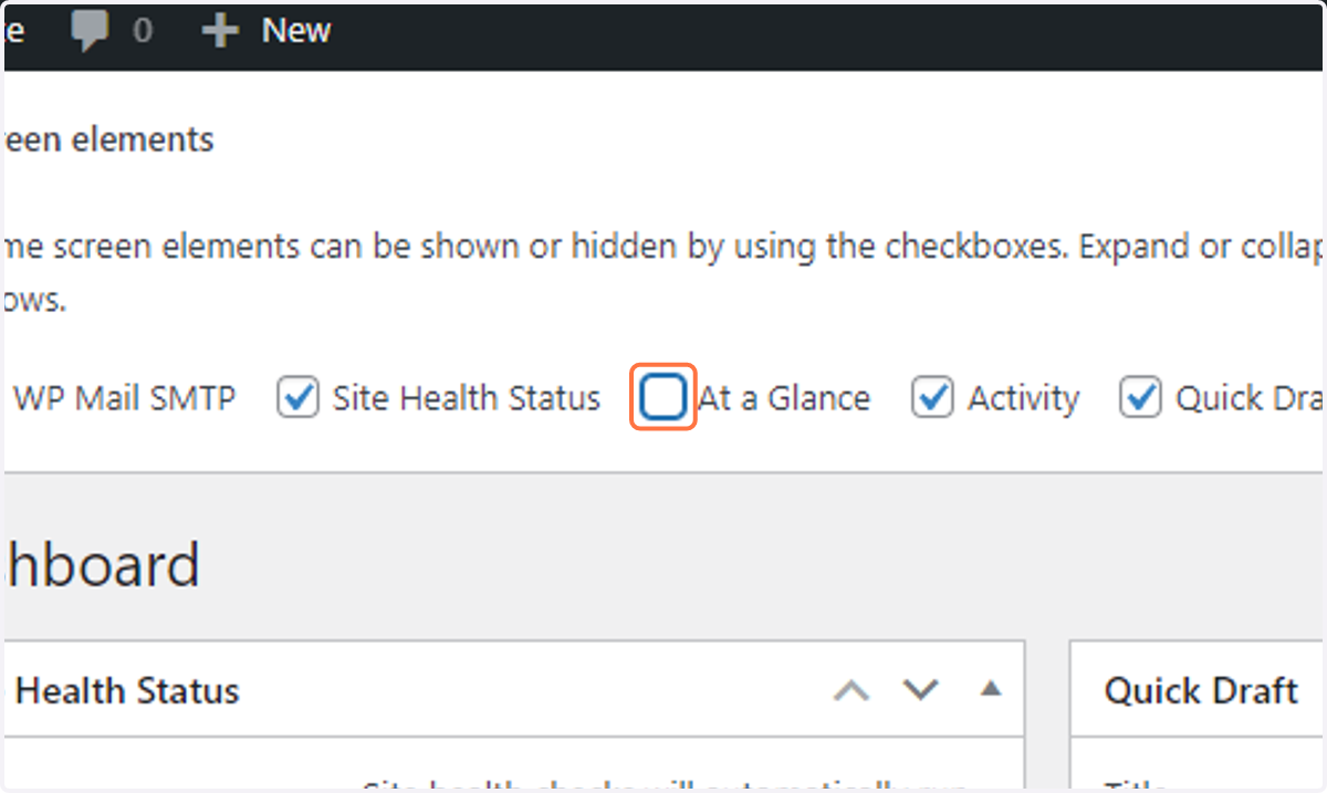 Uncheck At a Glance